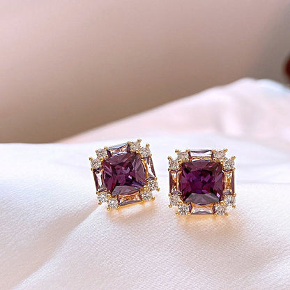 Stud Square Earring Gemstone