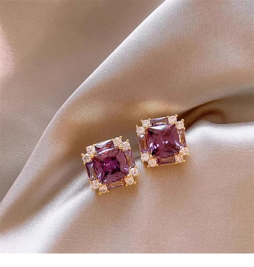 Stud Square Earring Gemstone