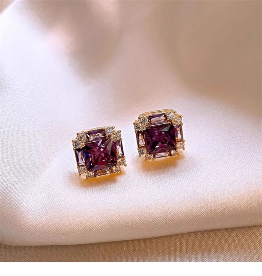 Stud Square Earring Gemstone