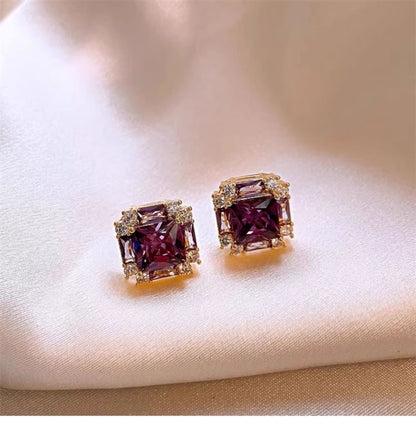 Stud Square Earring Gemstone