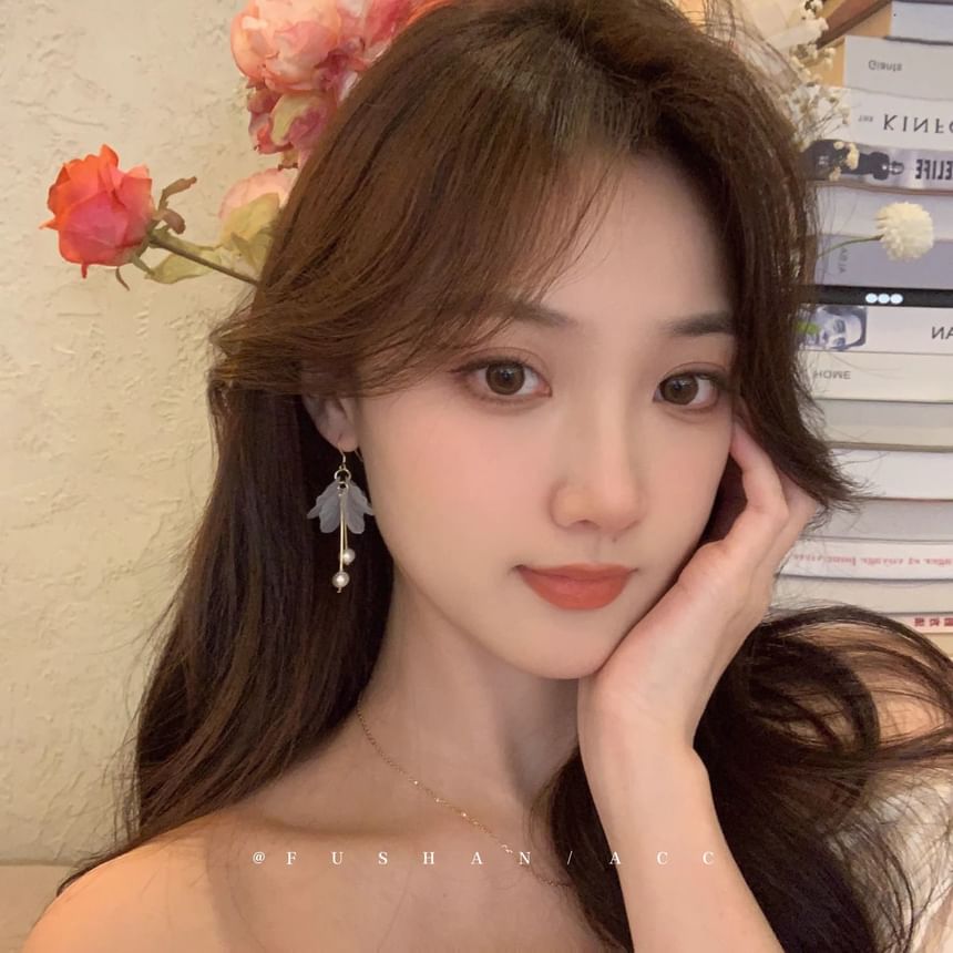 Drop Faux Earring Flower Pearl