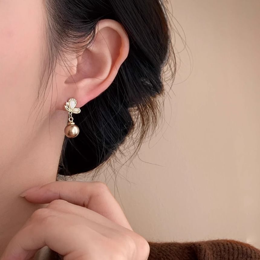 Beaded Dangle Butterfly Earring