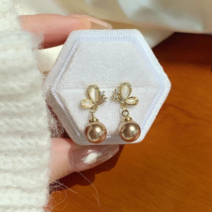 Beaded Dangle Butterfly Earring