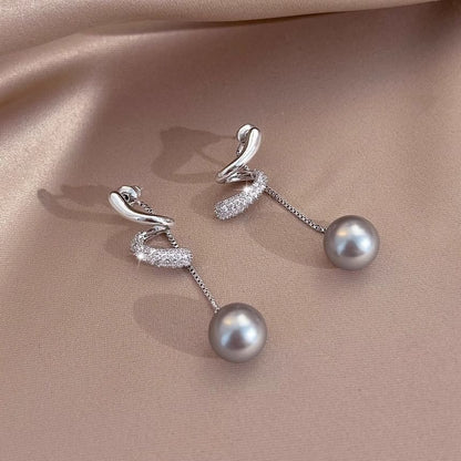 Pearl Earring Dangle Rhinestone Faux