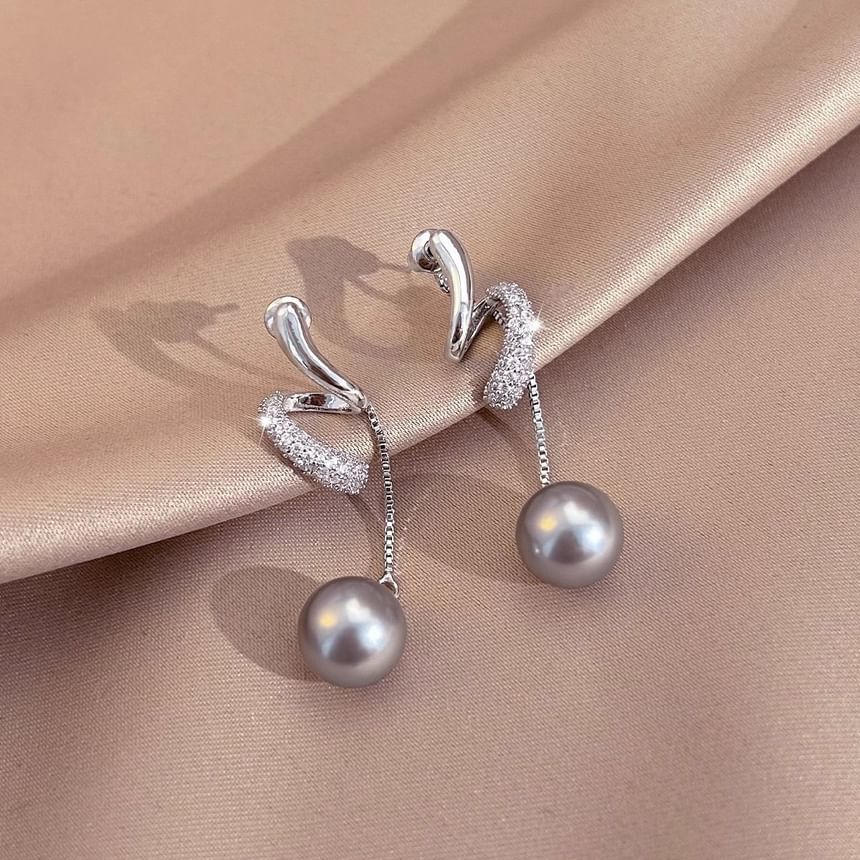 Pearl Earring Dangle Rhinestone Faux