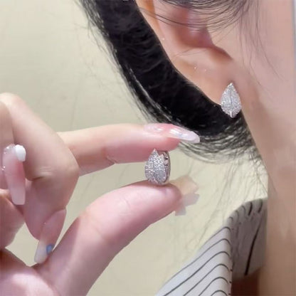 Earring Rhinestone Stud Leaf