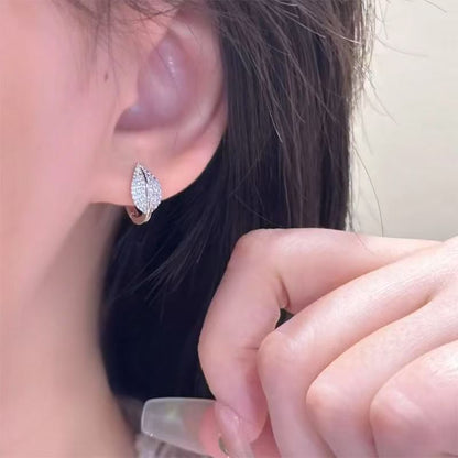 Earring Rhinestone Stud Leaf