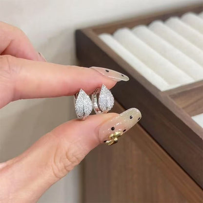 Earring Rhinestone Stud Leaf