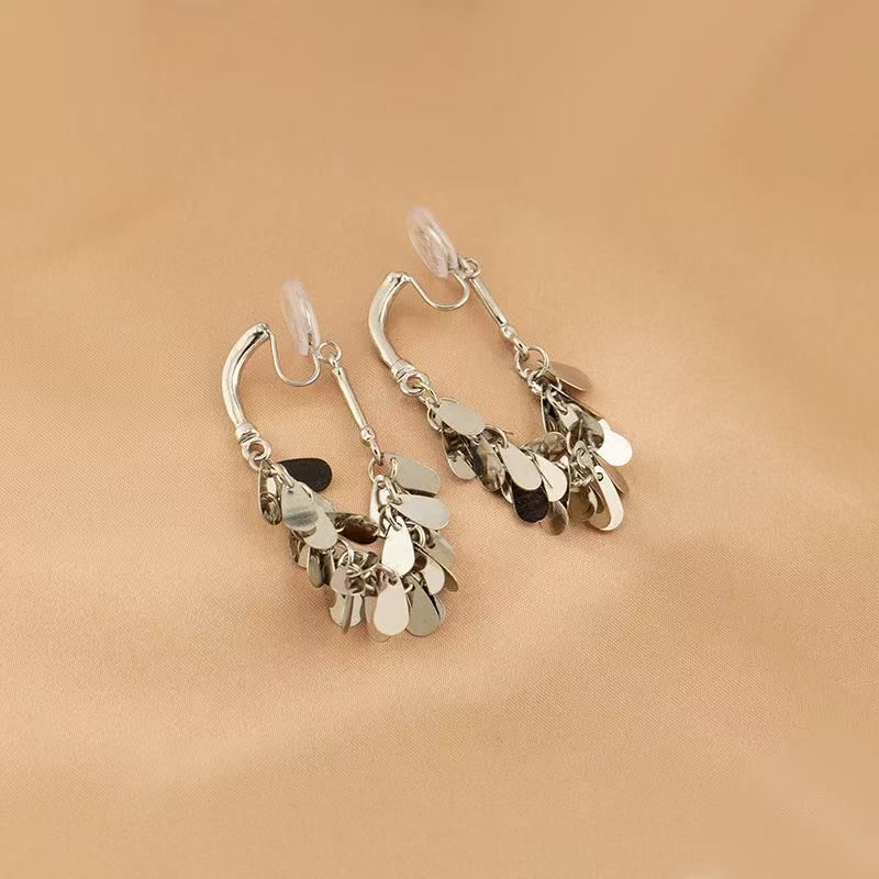 Fringed Earring Dangle Disc Alloy