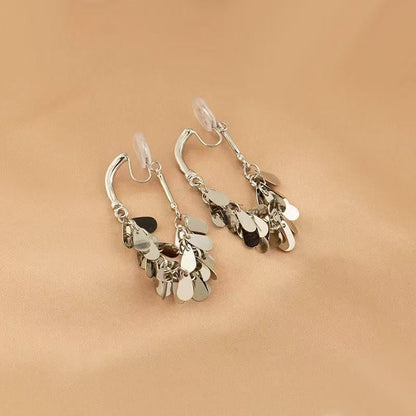 Fringed Earring Dangle Disc Alloy