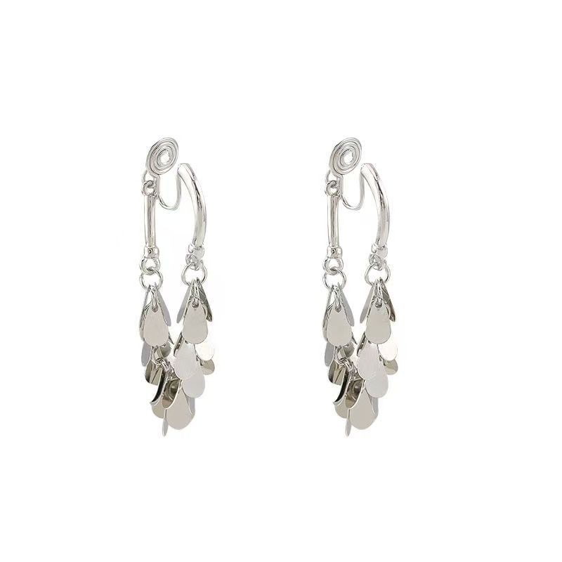 Fringed Earring Dangle Disc Alloy