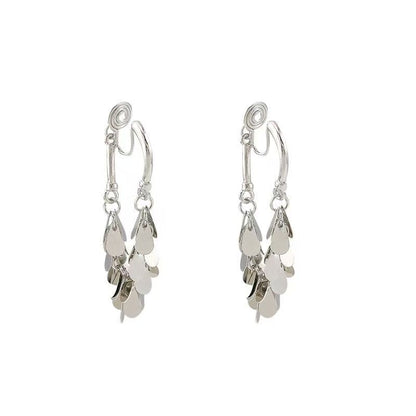 Fringed Earring Dangle Disc Alloy