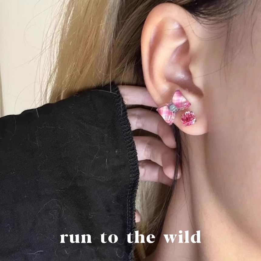 Earring Rose Alloy Bow