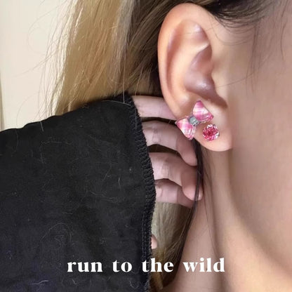 Earring Rose Alloy Bow