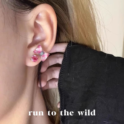 Earring Rose Alloy Bow