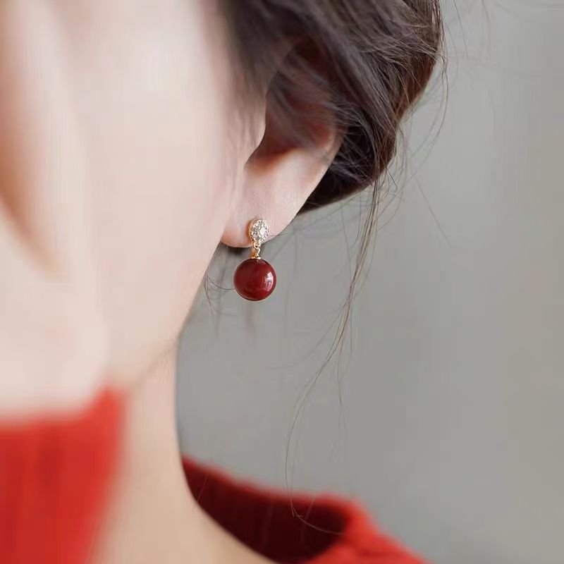 Bead Rhinestone Earring Alloy Drop