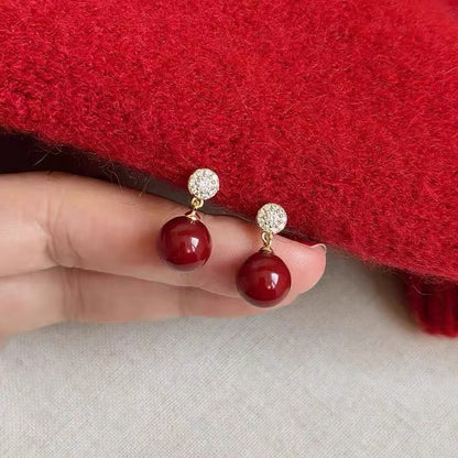 Bead Rhinestone Earring Alloy Drop