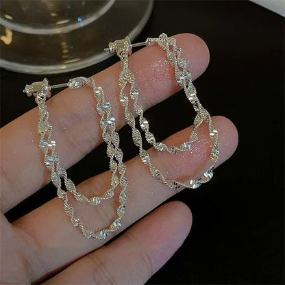 Helical Layered Alloy Hoop Earring