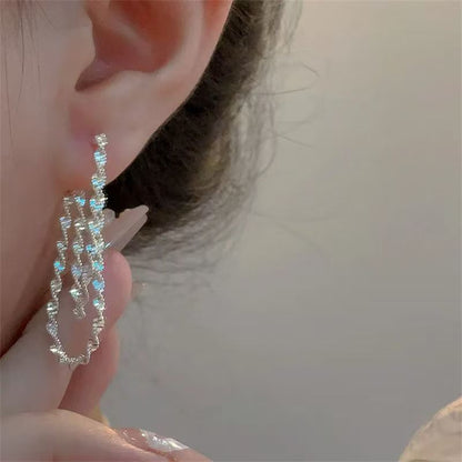 Helical Layered Alloy Hoop Earring