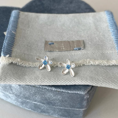 Rhinestone Earring Stud Alloy Floral