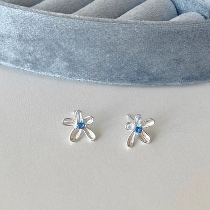 Rhinestone Earring Stud Alloy Floral