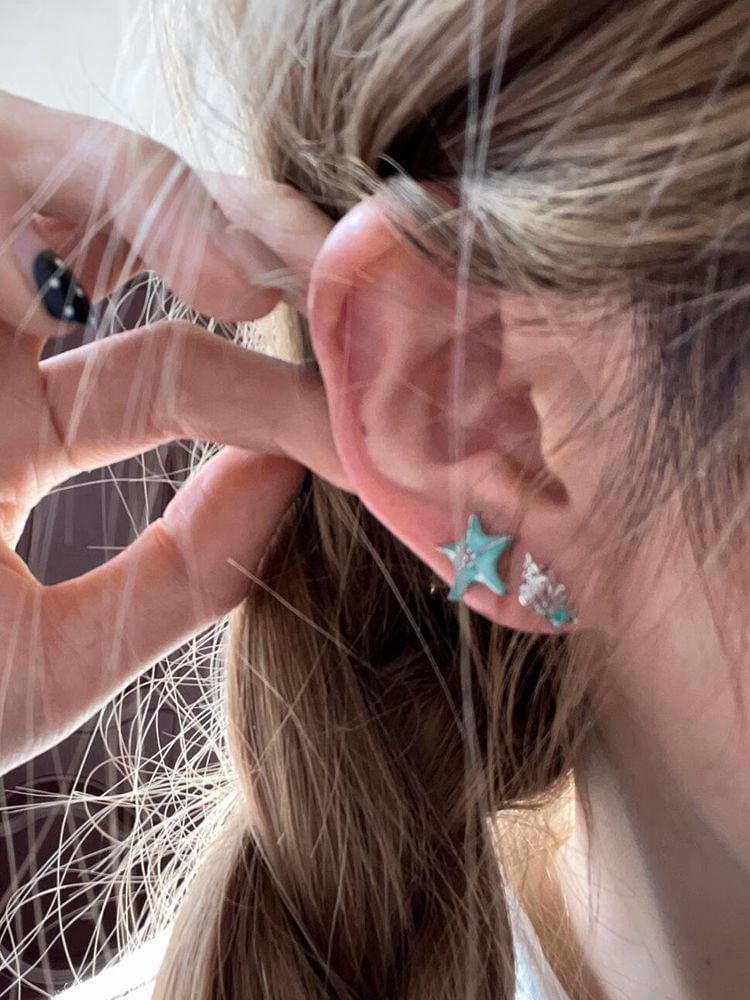 Stud Starfish Asymmetrical Alloy Earring