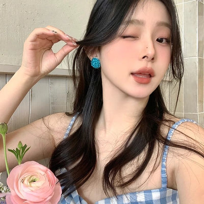 Rhinestone Earring Alloy Stud