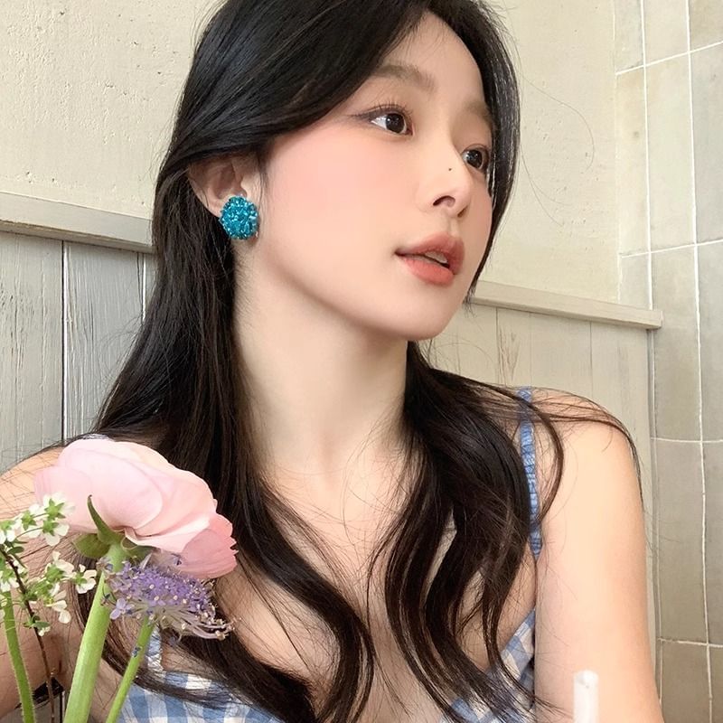 Rhinestone Earring Alloy Stud