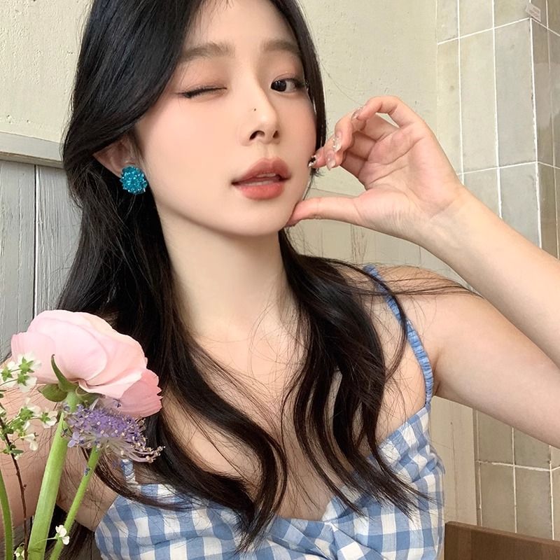 Rhinestone Earring Alloy Stud