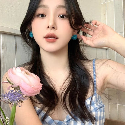 Rhinestone Earring Alloy Stud