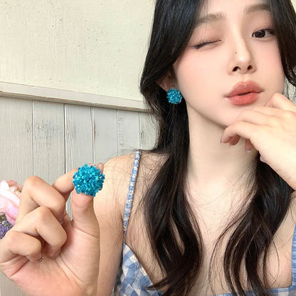 Rhinestone Earring Alloy Stud