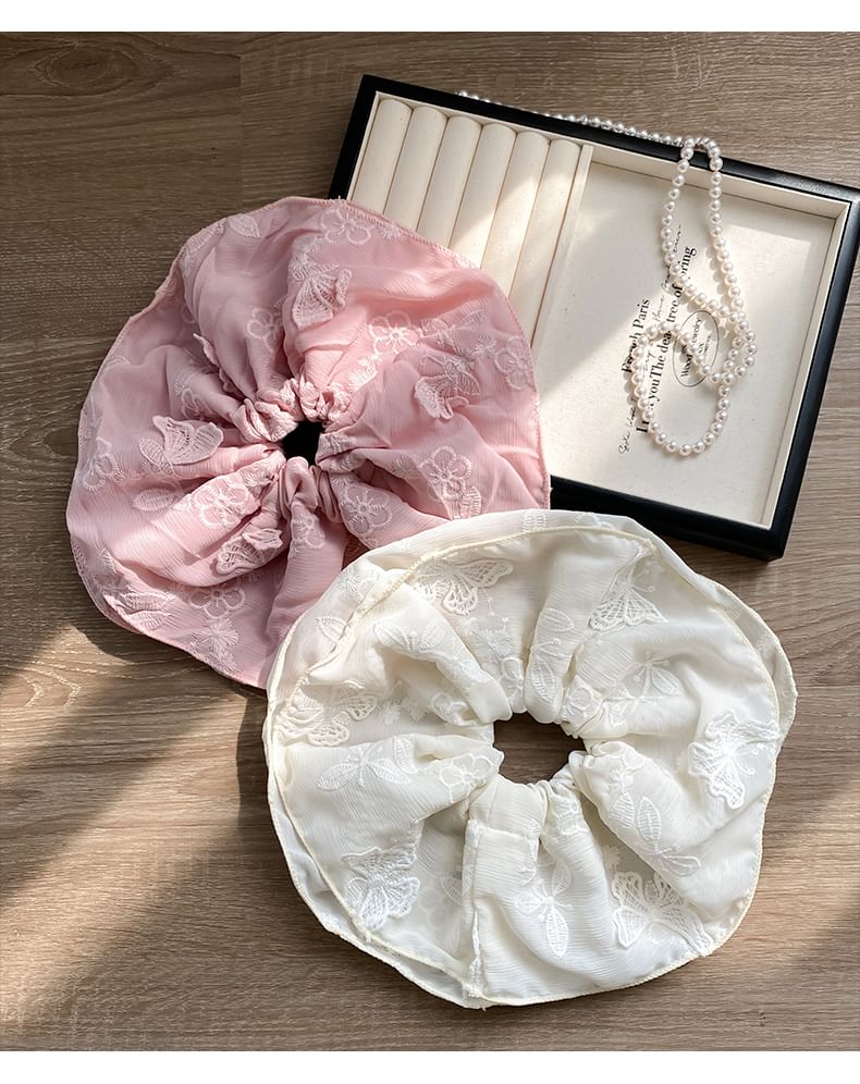 Scrunchie Embroidered Butterfly