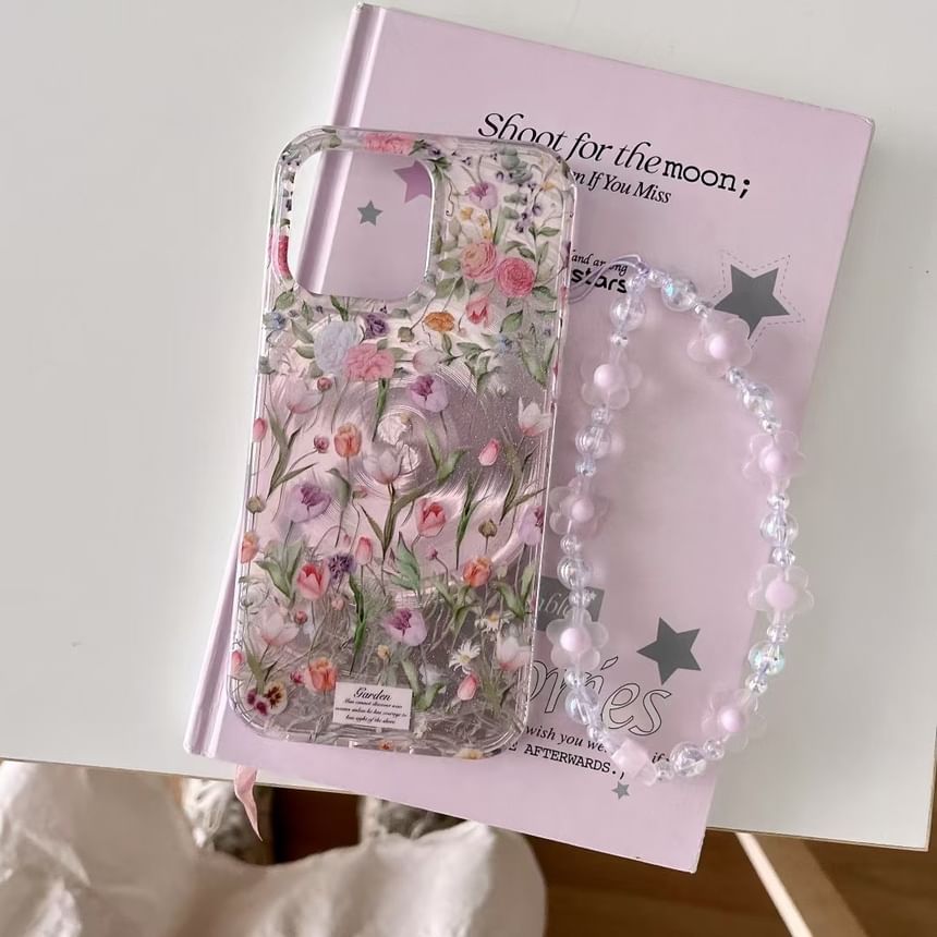 / Floral Case Set Strap Phone