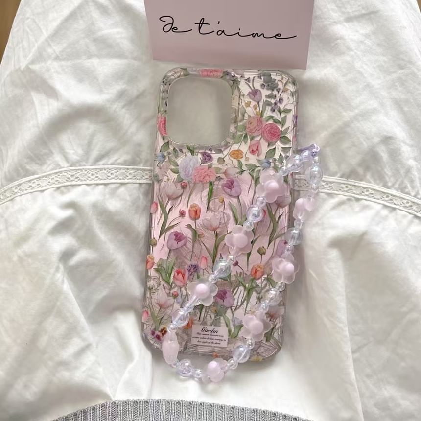 / Floral Case Set Strap Phone