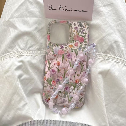 / Floral Case Set Strap Phone