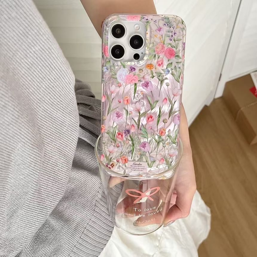 / Floral Case Set Strap Phone