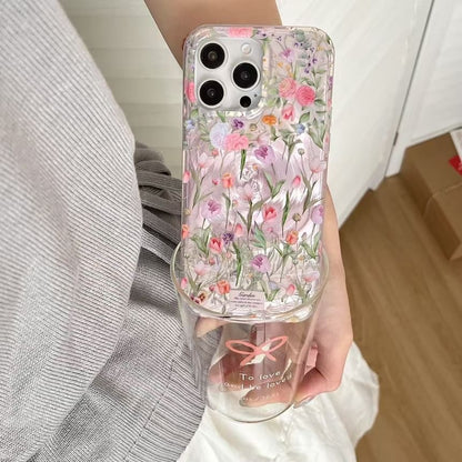 / Floral Case Set Strap Phone