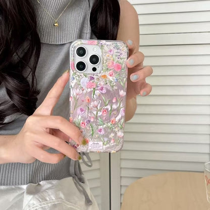 / Floral Case Set Strap Phone