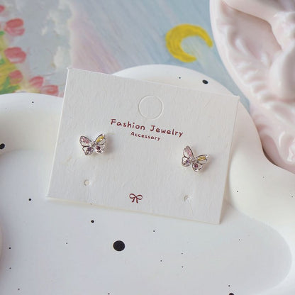 Stud Earring CZ 925 Butterfly Sterling Silver