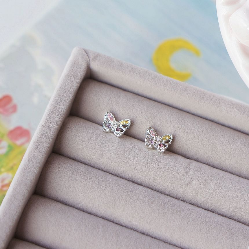 Stud Earring CZ 925 Butterfly Sterling Silver