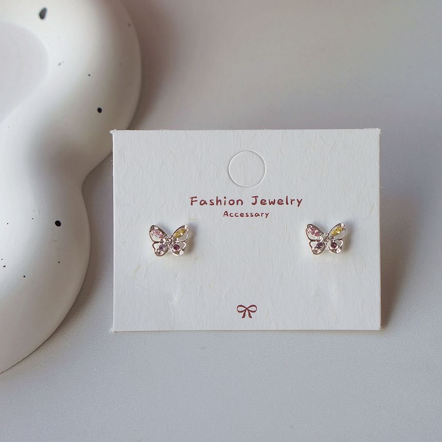 Stud Earring CZ 925 Butterfly Sterling Silver