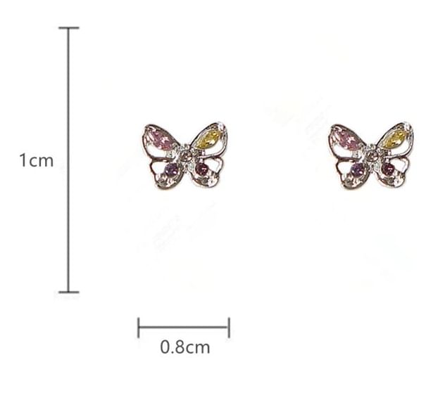 Stud Earring CZ 925 Butterfly Sterling Silver