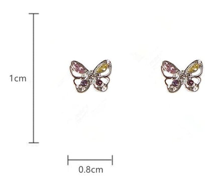 Stud Earring CZ 925 Butterfly Sterling Silver