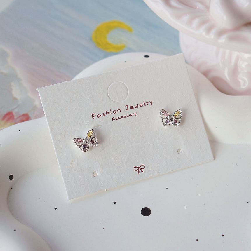 Stud Earring CZ 925 Butterfly Sterling Silver