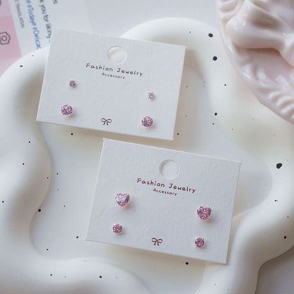 Set of Stud 4: Earring Sterling Silver 925 CZ