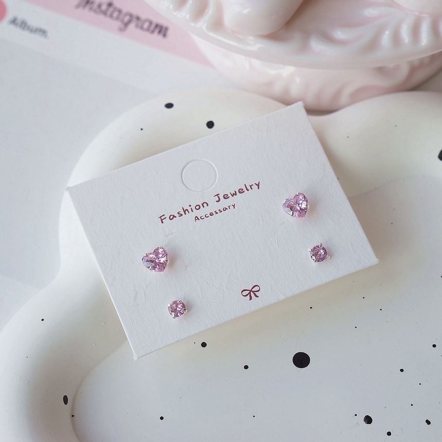 Set of Stud 4: Earring Sterling Silver 925 CZ