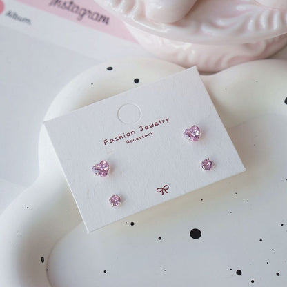 Set of Stud 4: Earring Sterling Silver 925 CZ