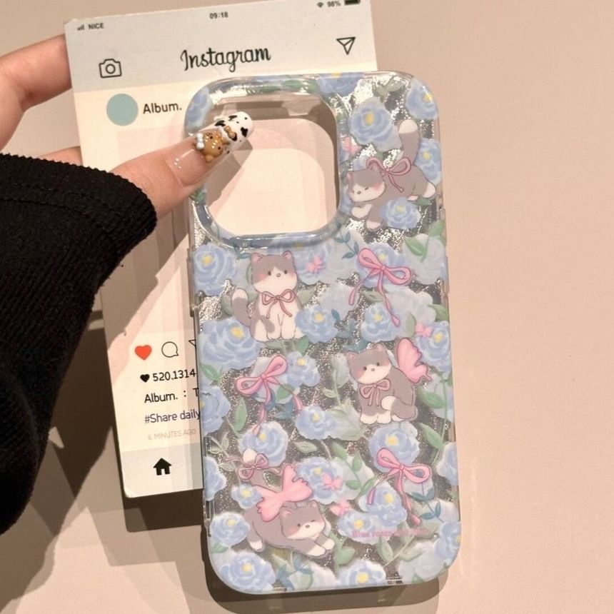 Floral Case Cat Phone