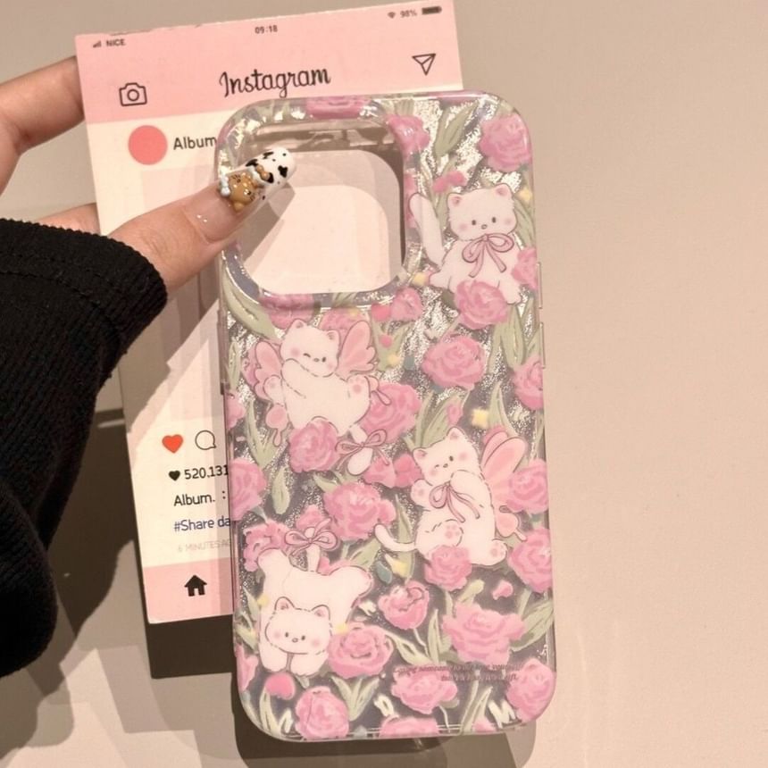 Floral Case Cat Phone