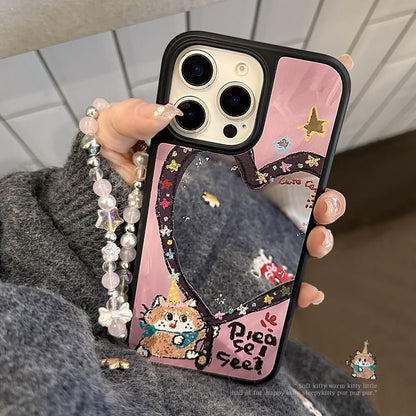 Case Shape Strap Bead Heart Phone Star Set / Mirror